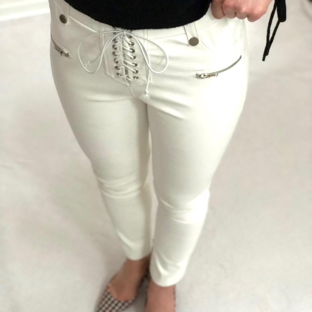 NWT! Akira white leathery pants.